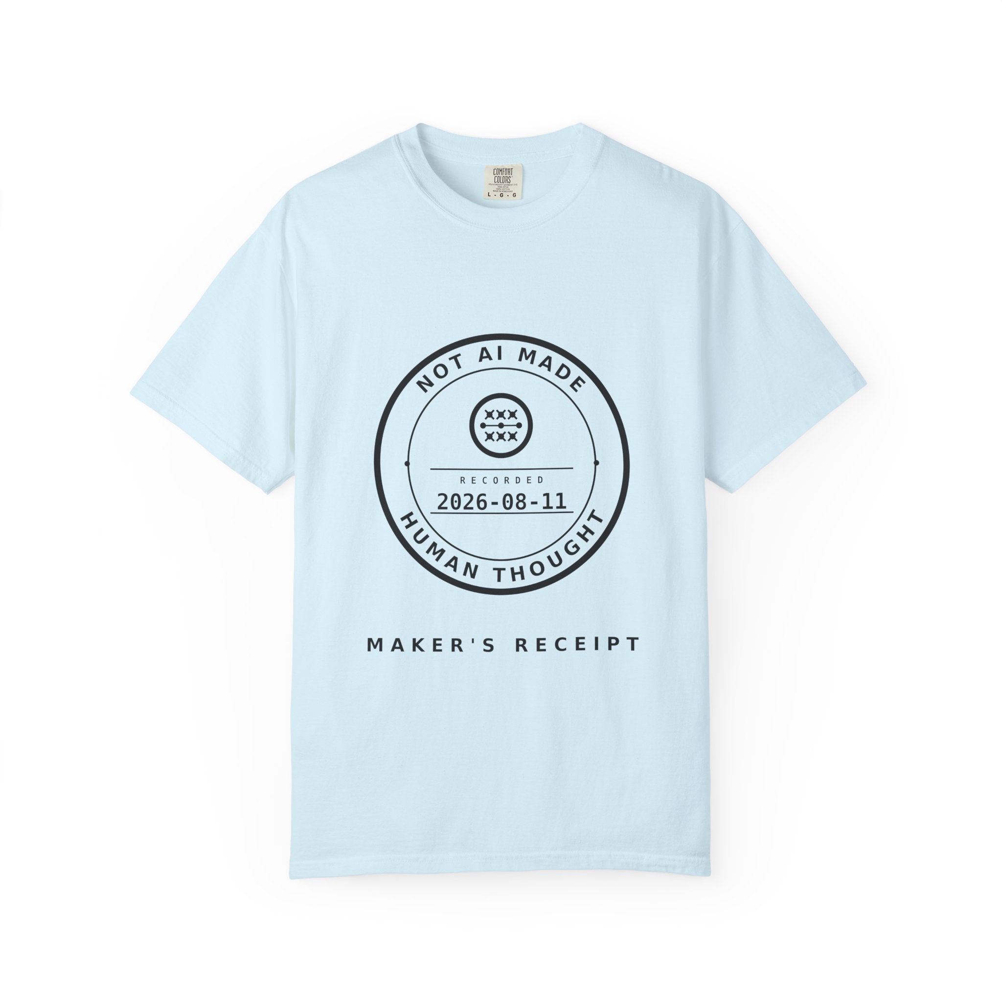 Maker's Receipt Tee, Front Seal Only, Not AI Made, Dated Public Record, Comfort Colors 1717 Heavyweight