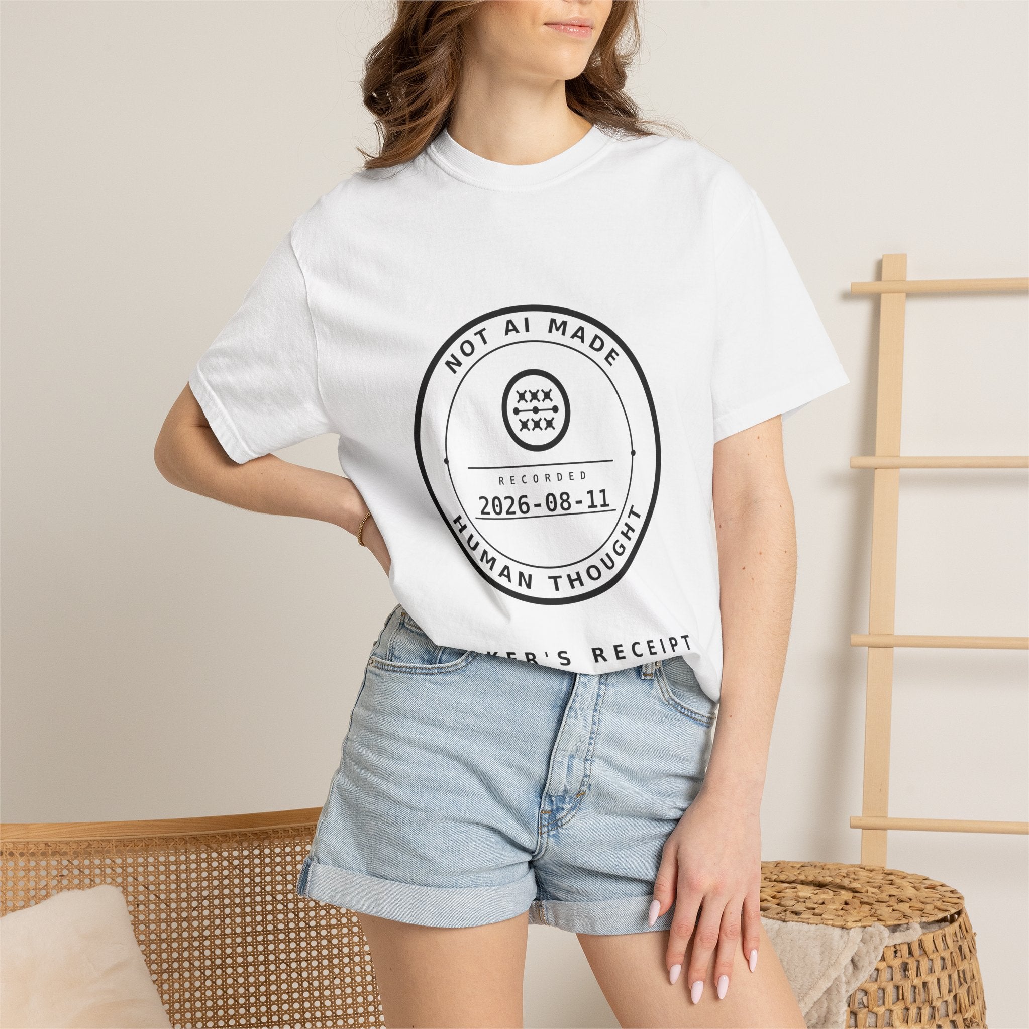 Maker's Receipt Tee, Not AI Made, Dated Public Record, Front and Back, Comfort Colors 1717 Heavyweight